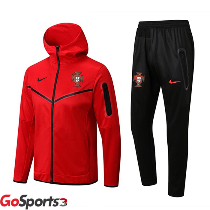 ポルトガル トレーニングジャケットセット パーカー レッド 2022/2023