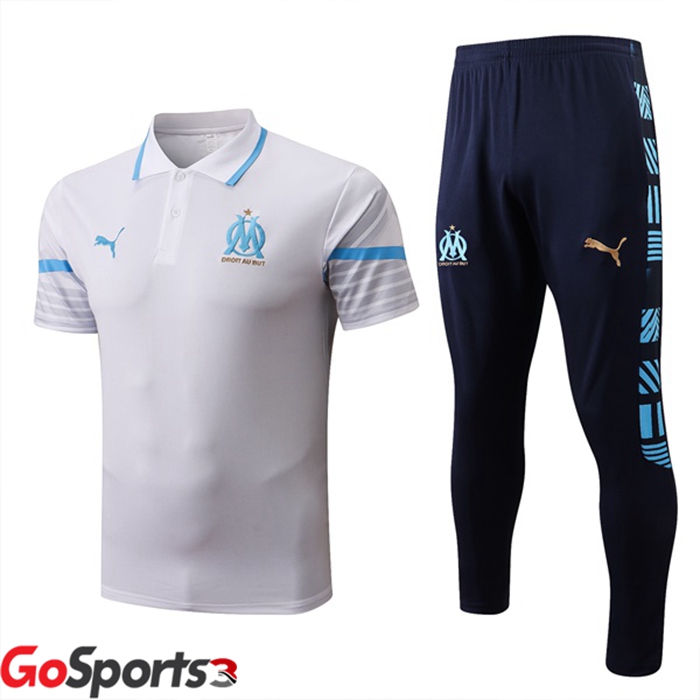 オリンピックマルセイユ ポロシャツ + ロング パンツ ホワイト 2022/2023