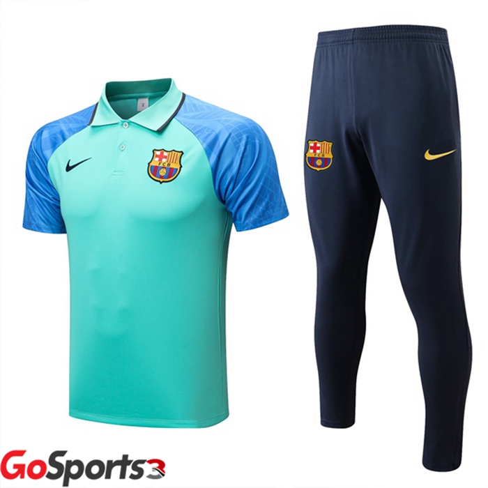 バルセロナ ポロシャツ + ロング パンツ グリーン ブルー 2022/2023
