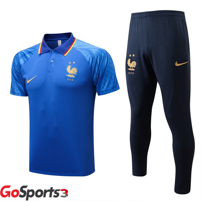 フランス代表 ポロシャツ + ロング パンツ ブルー 2022/2023