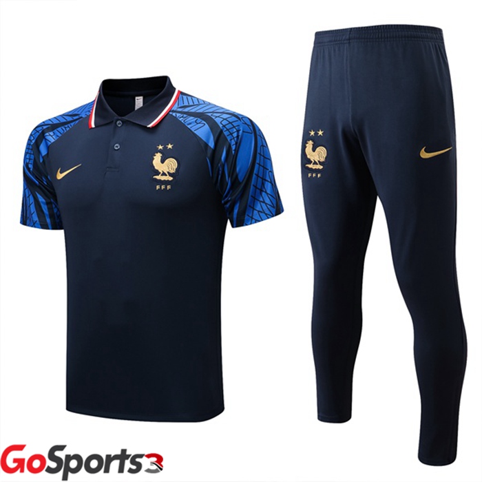 フランス代表 ポロシャツ + ロング パンツロイヤルブルー2022/2023