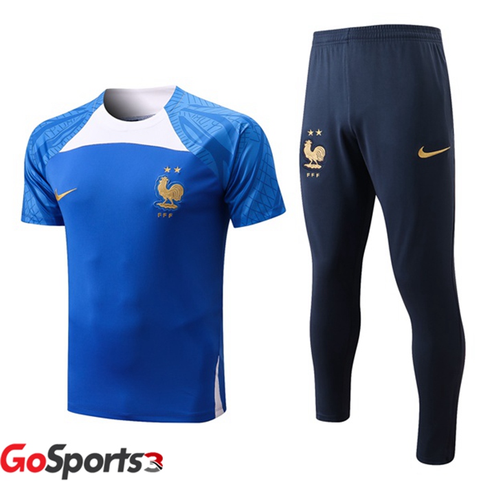 フランス代表 トレーニング ウェア 半袖 + ロング パンツ ブルー 2022/2023