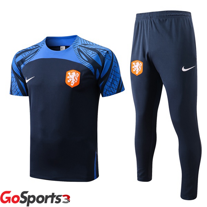 オランダ代表 トレーニング ウェア 半袖 + ロング パンツロイヤルブルー2022/2023