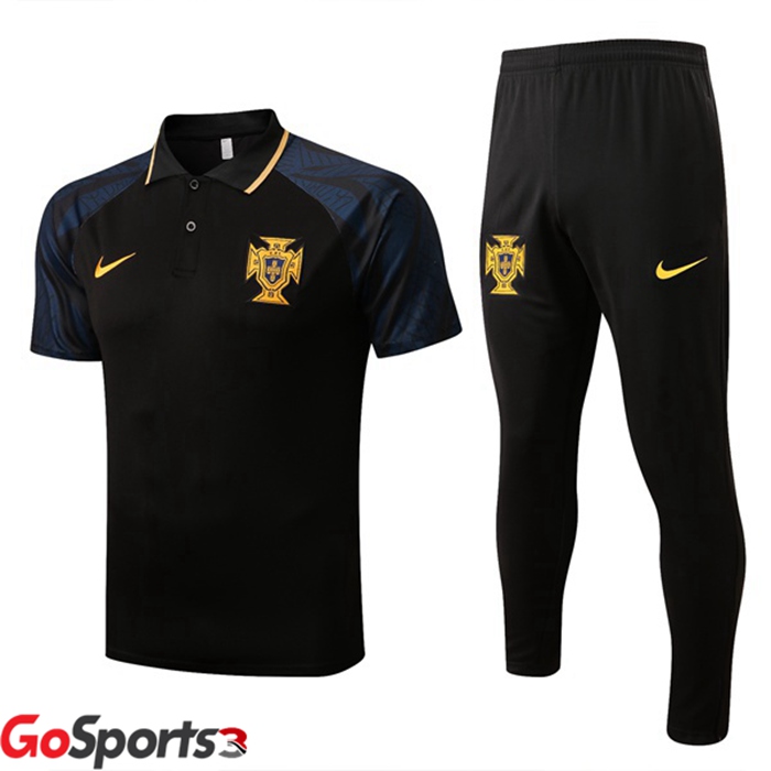 ポルトガル代表 ポロシャツ + ロング パンツ ブラック 2022-2023