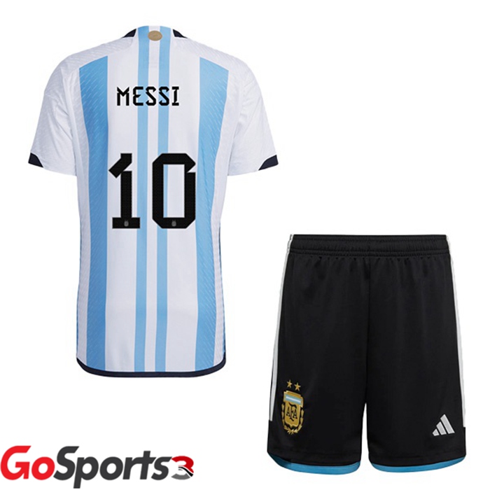 アルゼンチン代表 キッズ ユニフォーム ホーム ブルー ホワイト サッカーワールドカップ2022メッシ#10