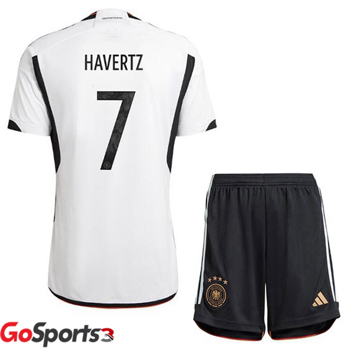 ドイツ代表 キッズ ユニフォーム ホーム ブラック ホワイト サッカーワールドカップ2022 ハヴェルツ # 7