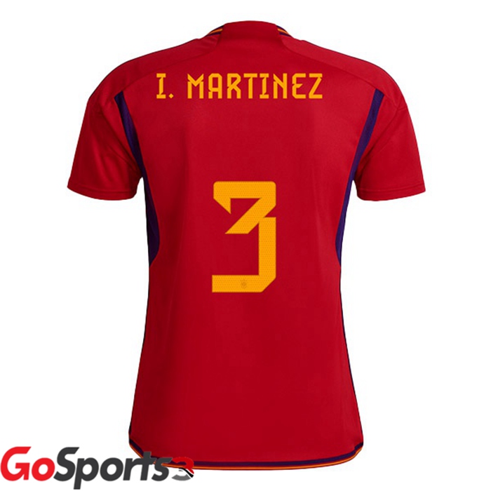 スペイン代表 ユニフォーム ホームレッド サッカーワールドカップ2022I.マルティネス#3