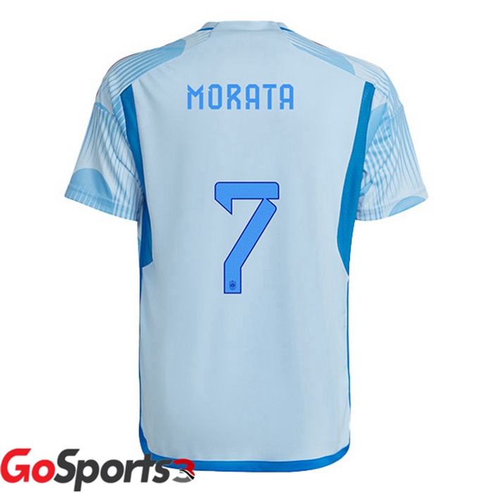 スペイン代表 ユニフォーム アウェイ ブルー ホワイト サッカーワールドカップ2022モラタ#7