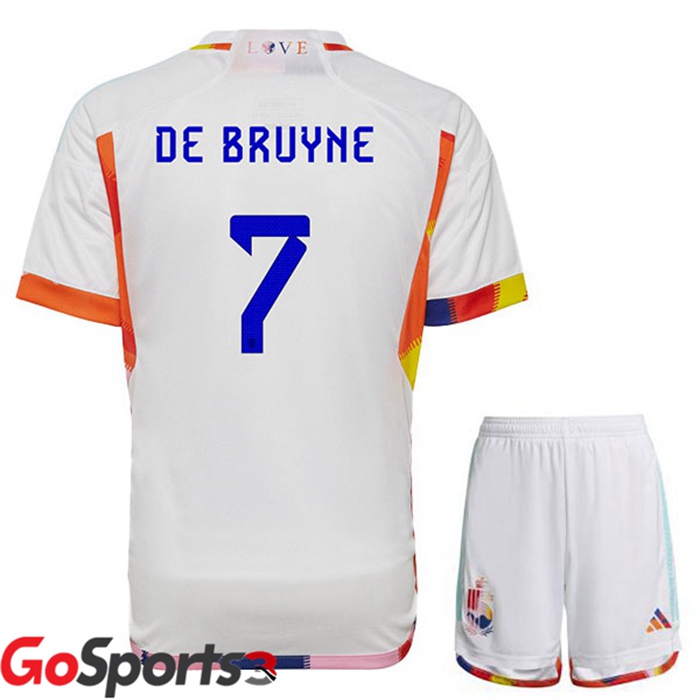 ベルギー代表 キッズ ユニフォーム アウェイ ホワイト サッカーワールドカップ2022ブライネ#7