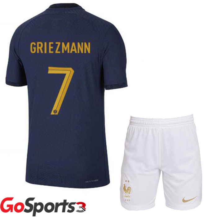 フランス代表 キッズ ユニフォーム ホーム ブルーロイヤル サッカーワールドカップ2022グリーズマン#7