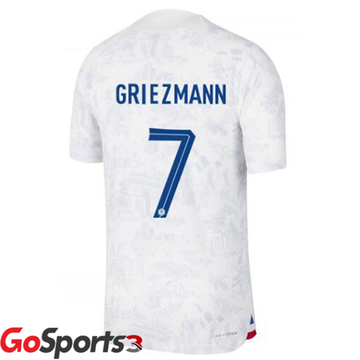 フランス代表 ユニフォーム アウェイ ホワイト サッカーワールドカップ2022グリーズマン#7
