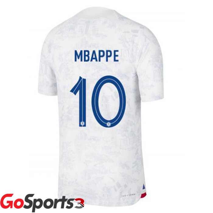 フランス代表 ユニフォーム アウェイ ホワイト サッカーワールドカップ2022エムバペ#10