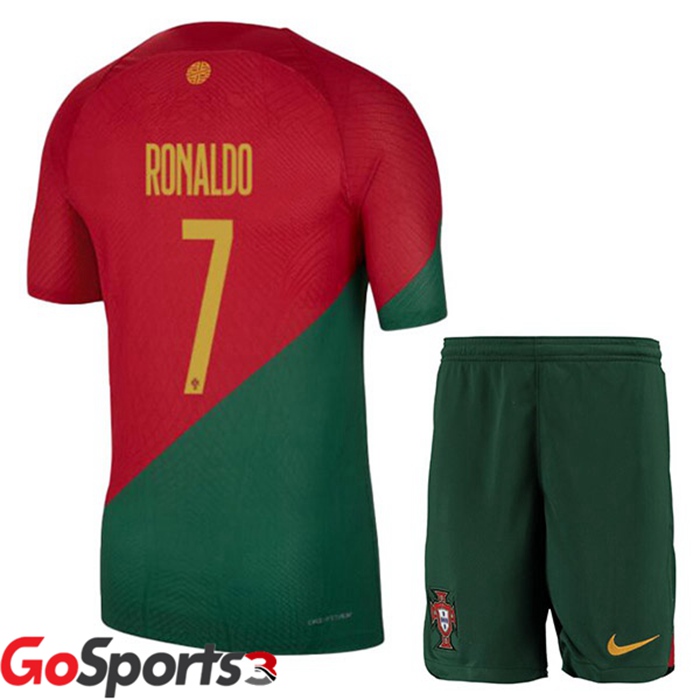 ポルトガル代表 キッズ ユニフォーム ホームレッド グリーン サッカーワールドカップ2022ロナルド#7