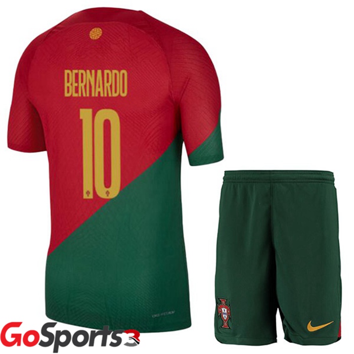 ポルトガル代表 キッズ ユニフォーム ホームレッド グリーン サッカーワールドカップ2022バーナード#10