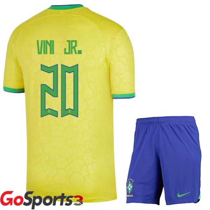 ブラジル代表 キッズ ユニフォーム ホーム イエロー サッカーワールドカップ2022ヴィーニ JR.#20