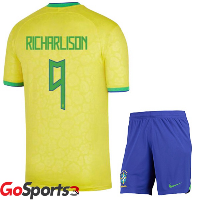 ブラジル代表 キッズ ユニフォーム ホーム イエロー サッカーワールドカップ2022リチャーリソン#9
