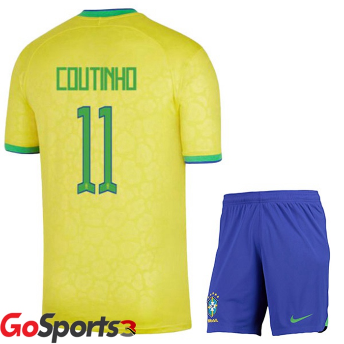 ブラジル代表 キッズ ユニフォーム ホーム イエロー サッカーワールドカップ2022コウチーニョ#11