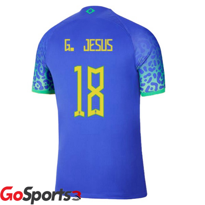 ブラジル代表 ユニフォーム アウェイ ブルー サッカーワールドカップ2022G.イエス#18