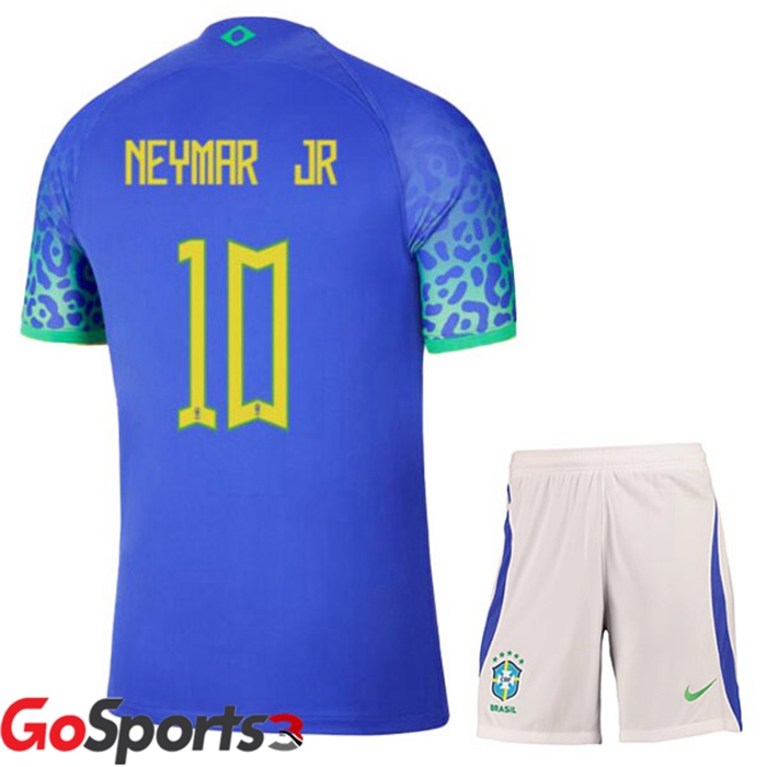 ブラジル代表 キッズ ユニフォーム アウェイ ブルー サッカーワールドカップ2022ネイマールJR#10
