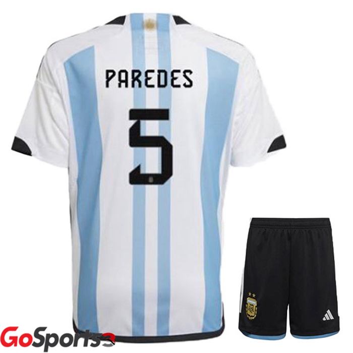 アルゼンチン代表 キッズ ユニフォーム ホーム ブルー ホワイト サッカーワールドカップ2022パレダデス#5