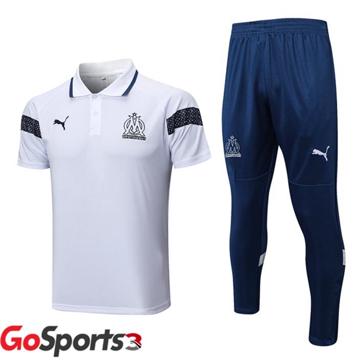 オリンピックマルセイユ ポロシャツセット + ロング パンツ ホワイト 2023/2024