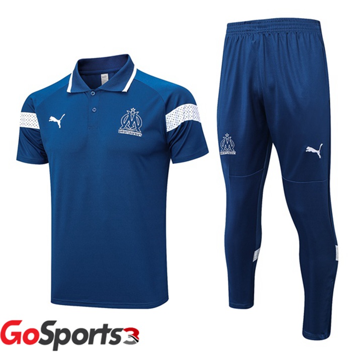 オリンピックマルセイユ ポロシャツセット + ロング パンツ ブルー 2023/2024