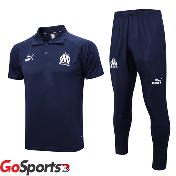 オリンピックマルセイユ ポロシャツセット + ロング パンツ ロイヤルブルー 2023/2024