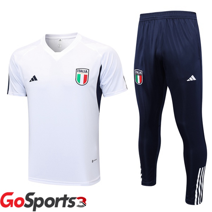 イタリア代表 トレーニング ウェア 半袖 + ロング パンツ ホワイト 2023/2024