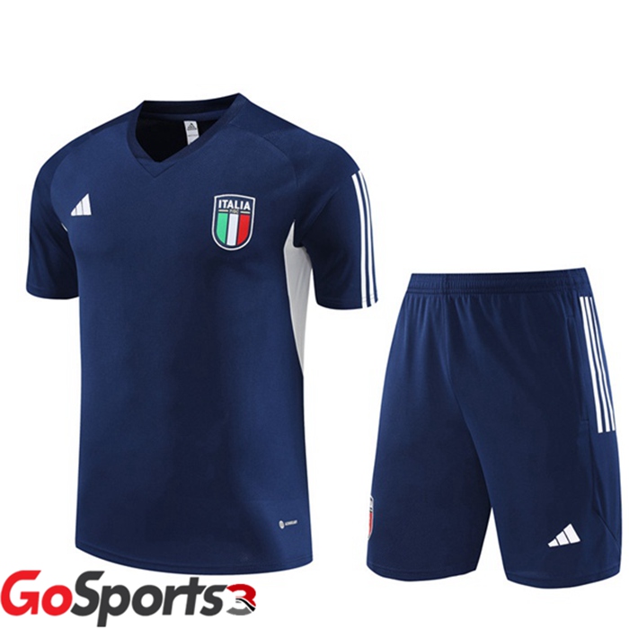 イタリア代表 トレーニング ウェア 半袖 + ハーフ パンツ ロイヤルブルー 2023/2024