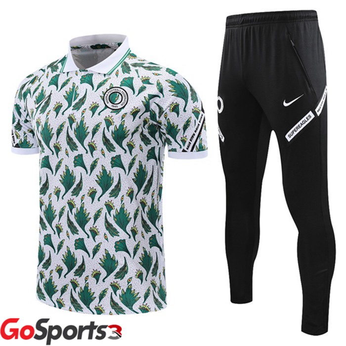 ナイジェリア ポロシャツ + ロング パンツ ホワイト グリーン 2021/2022