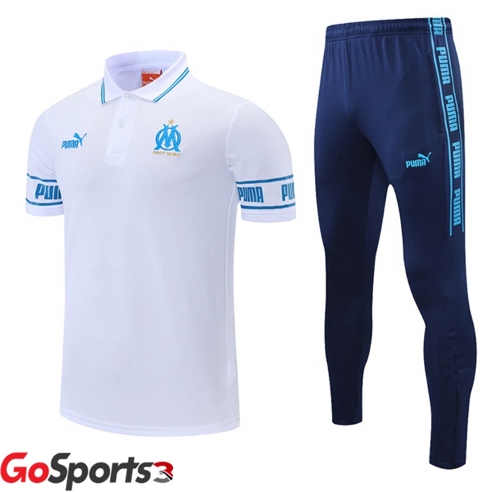 オリンピックマルセイユポロシャツ + ロング パンツ ホワイト 2021/2022